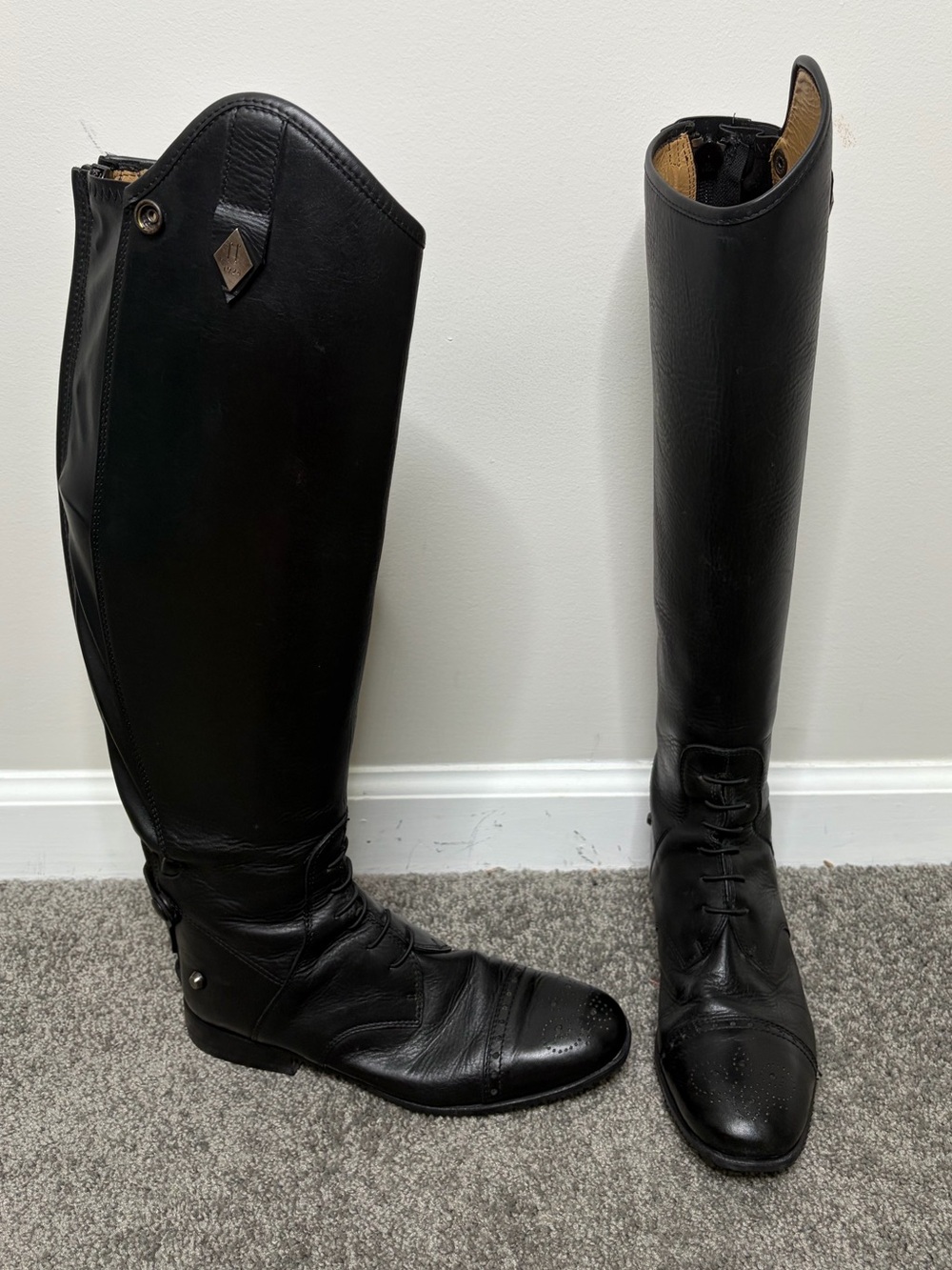 Black custom F.lli Fabbri tall riding feild boots equestrian horse riding